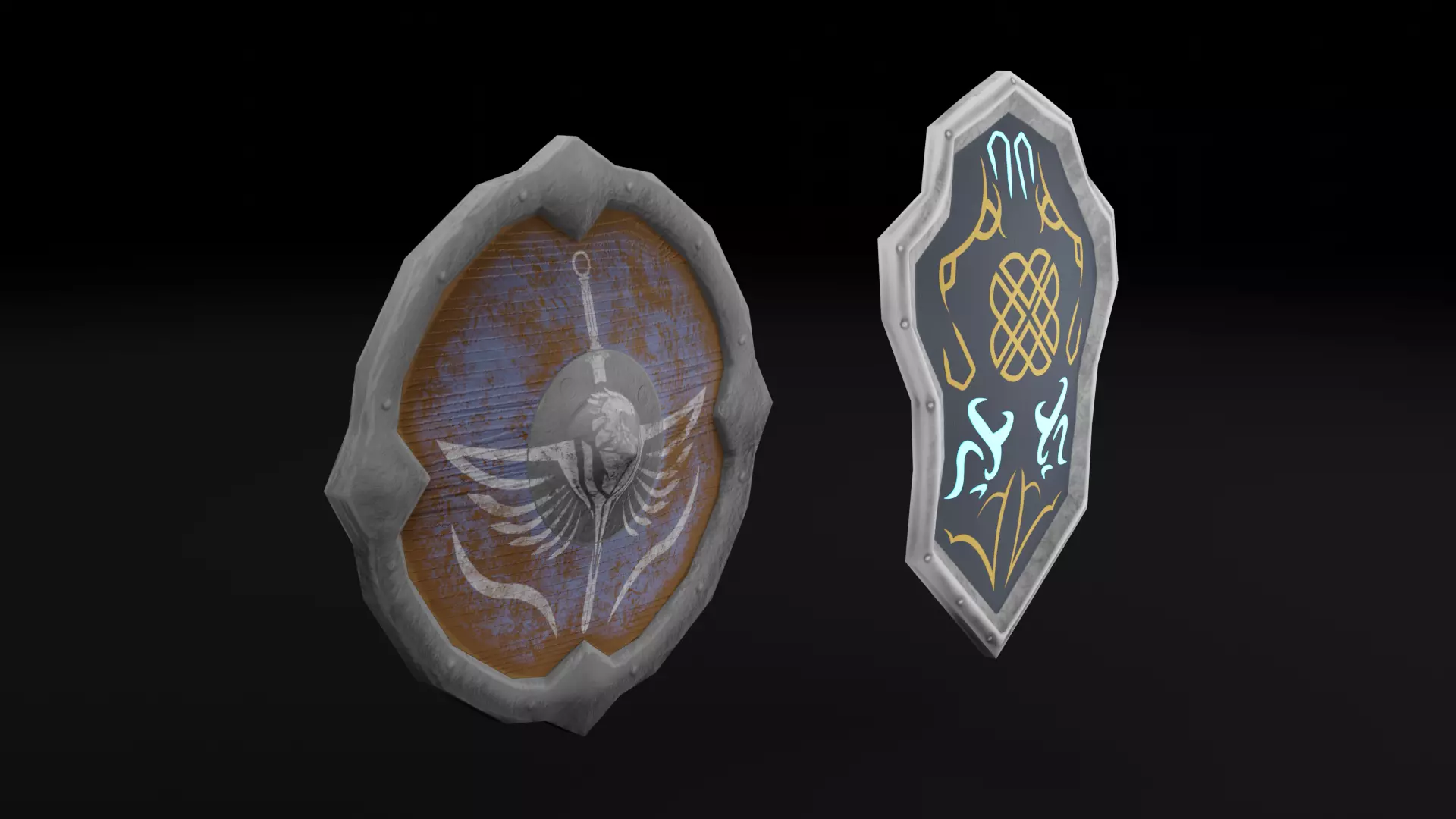 Fantasy Stylised Shields Free low-poly 3D model_0