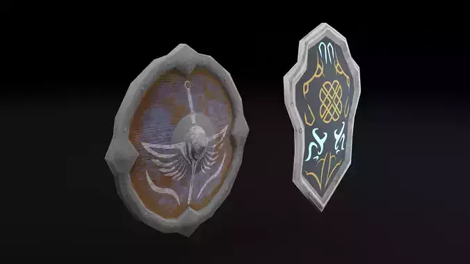 Fantasy Stylised Shields Free low-poly 3D model