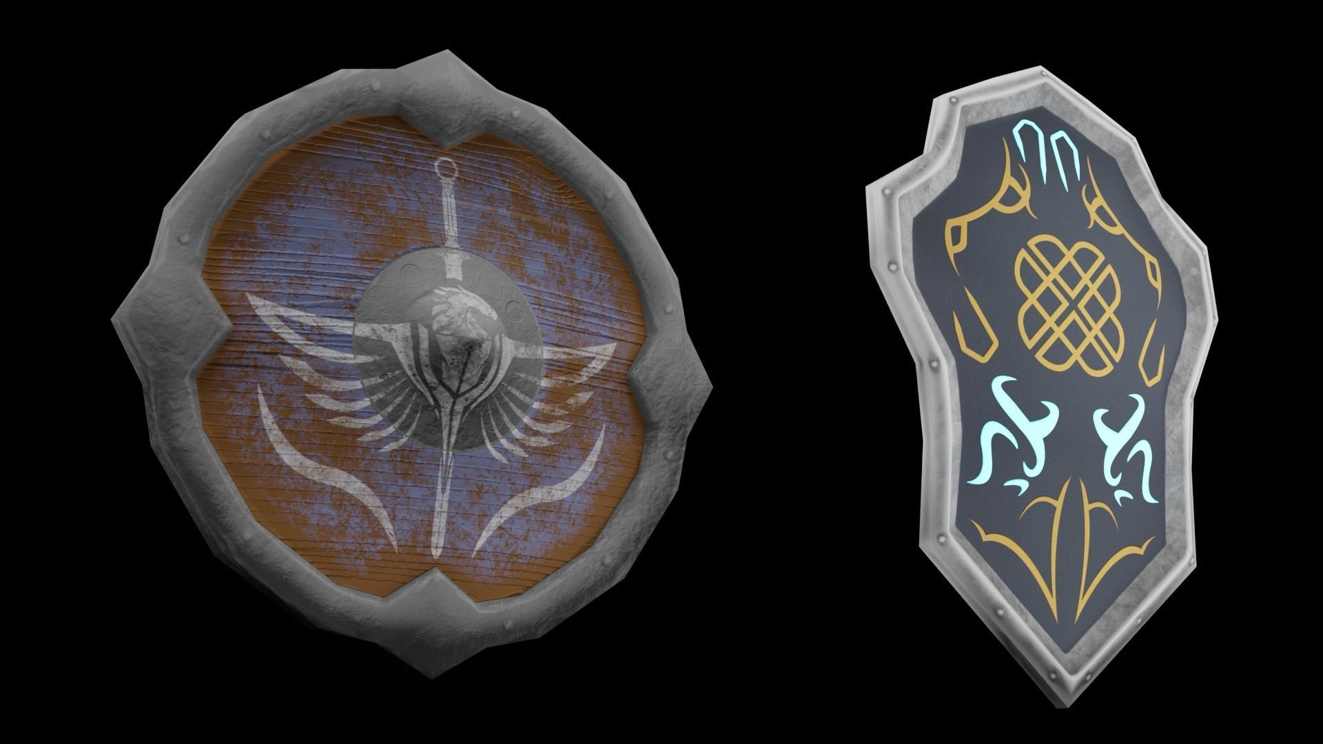 Fantasy Stylised Shields Free low-poly 3D model_1