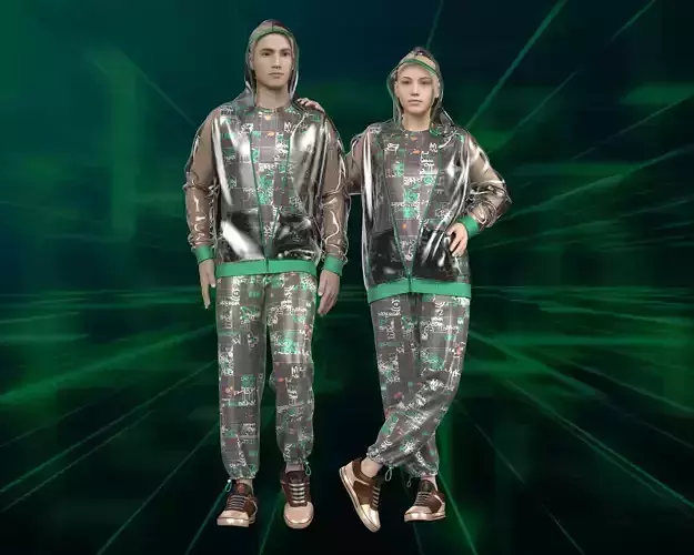 Unisex hoodie with transparency in graffiti Print 3D model