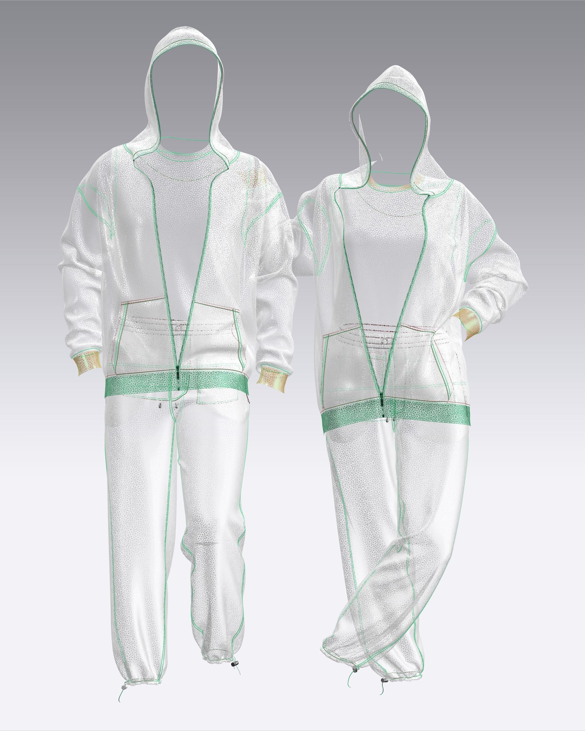 Unisex hoodie with transparency in graffiti Print 3D model_6