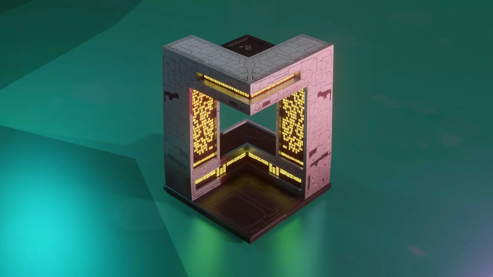 Modular Stylized Cyberpunk Building 1 Low-poly 3D model_0