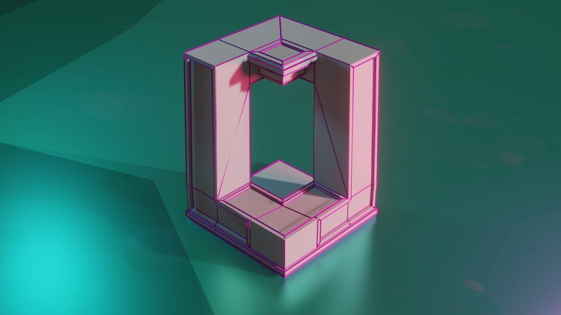 Modular Stylized Cyberpunk Building 1 Low-poly 3D model_4