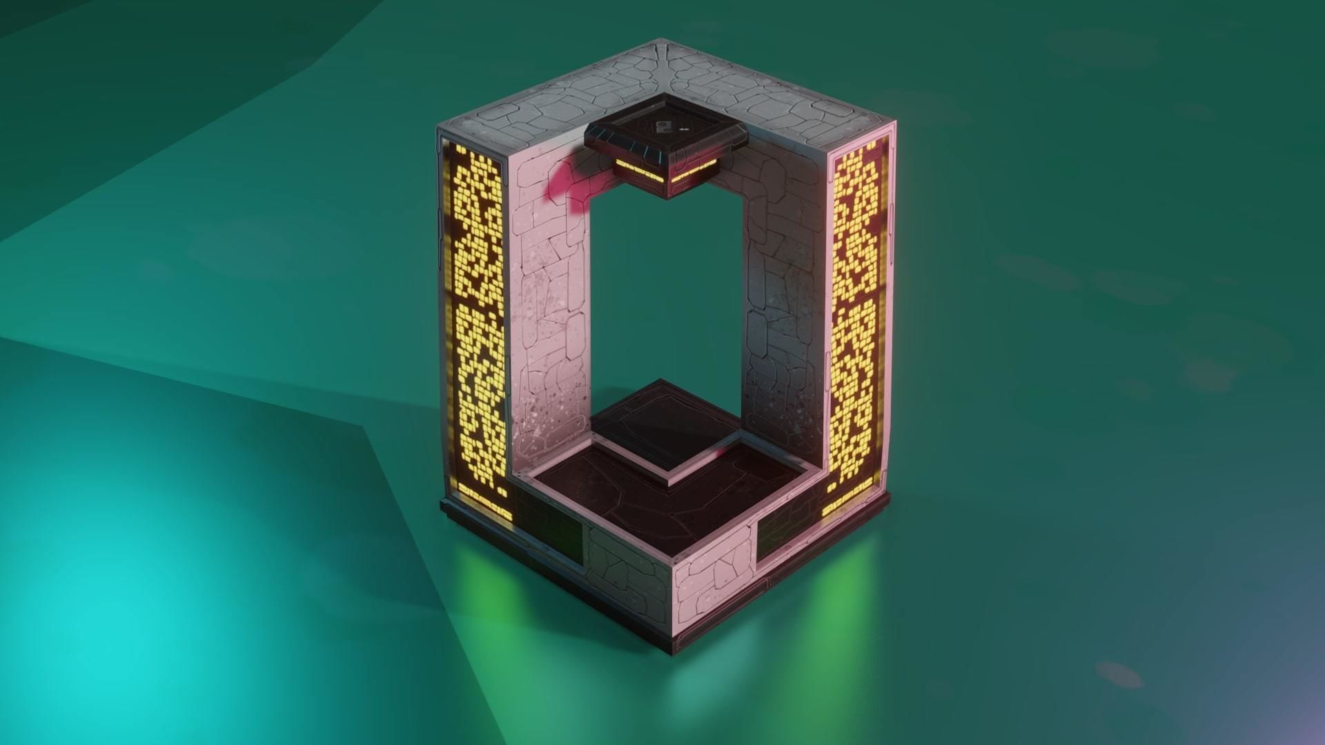 Modular Stylized Cyberpunk Building 1 Low-poly 3D model_1