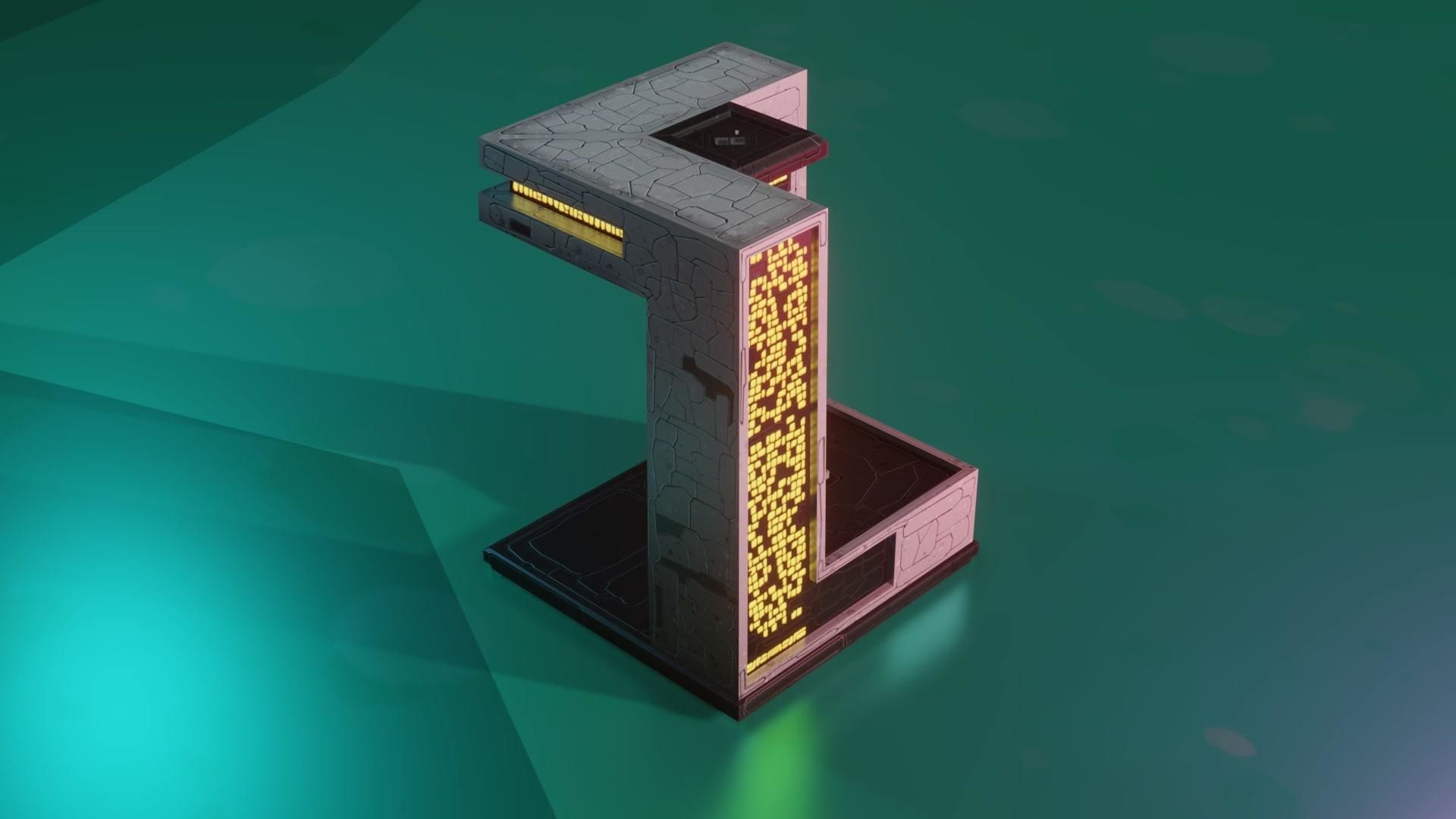 Modular Stylized Cyberpunk Building 1 Low-poly 3D model_2