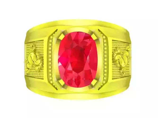 zodiac fengshui korean horse diamond oval men ring 4460