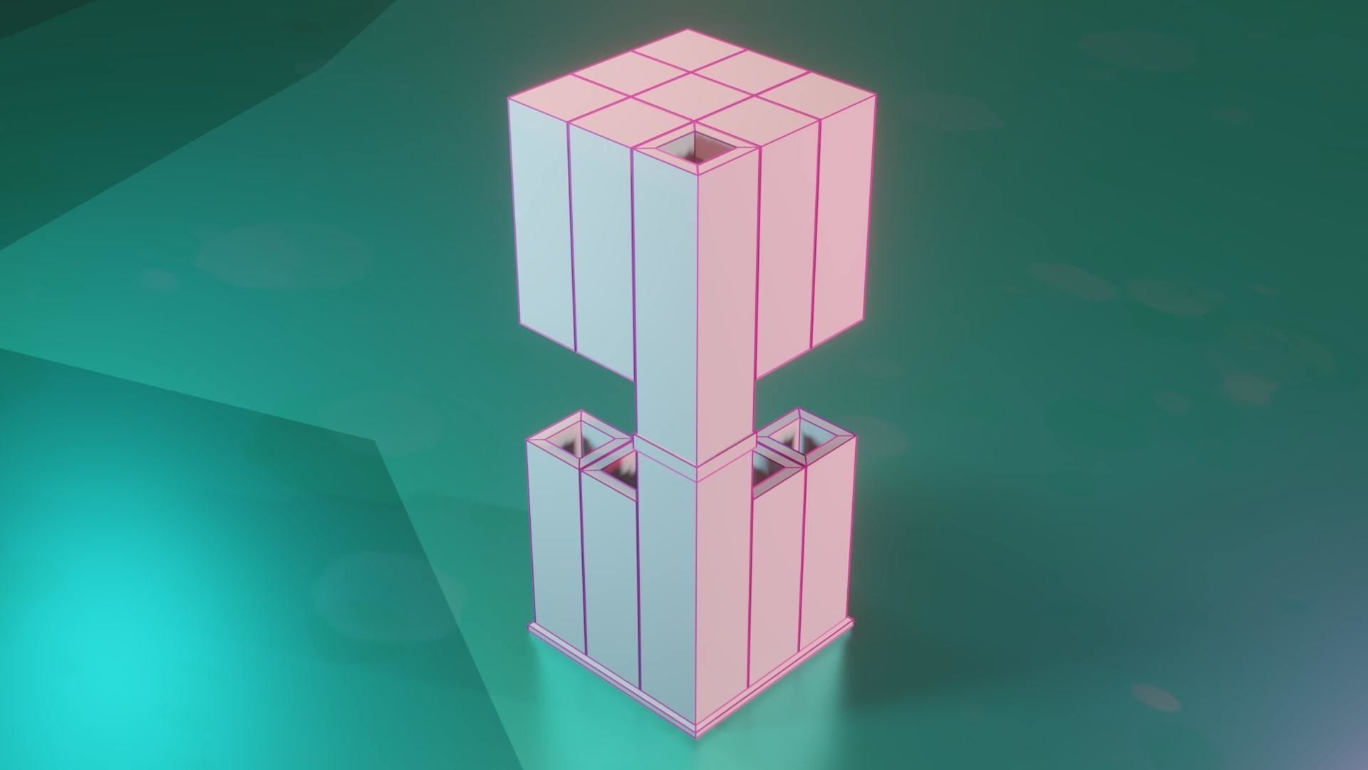 Modular Stylized Cyberpunk Building 2 Low-poly 3D model_4