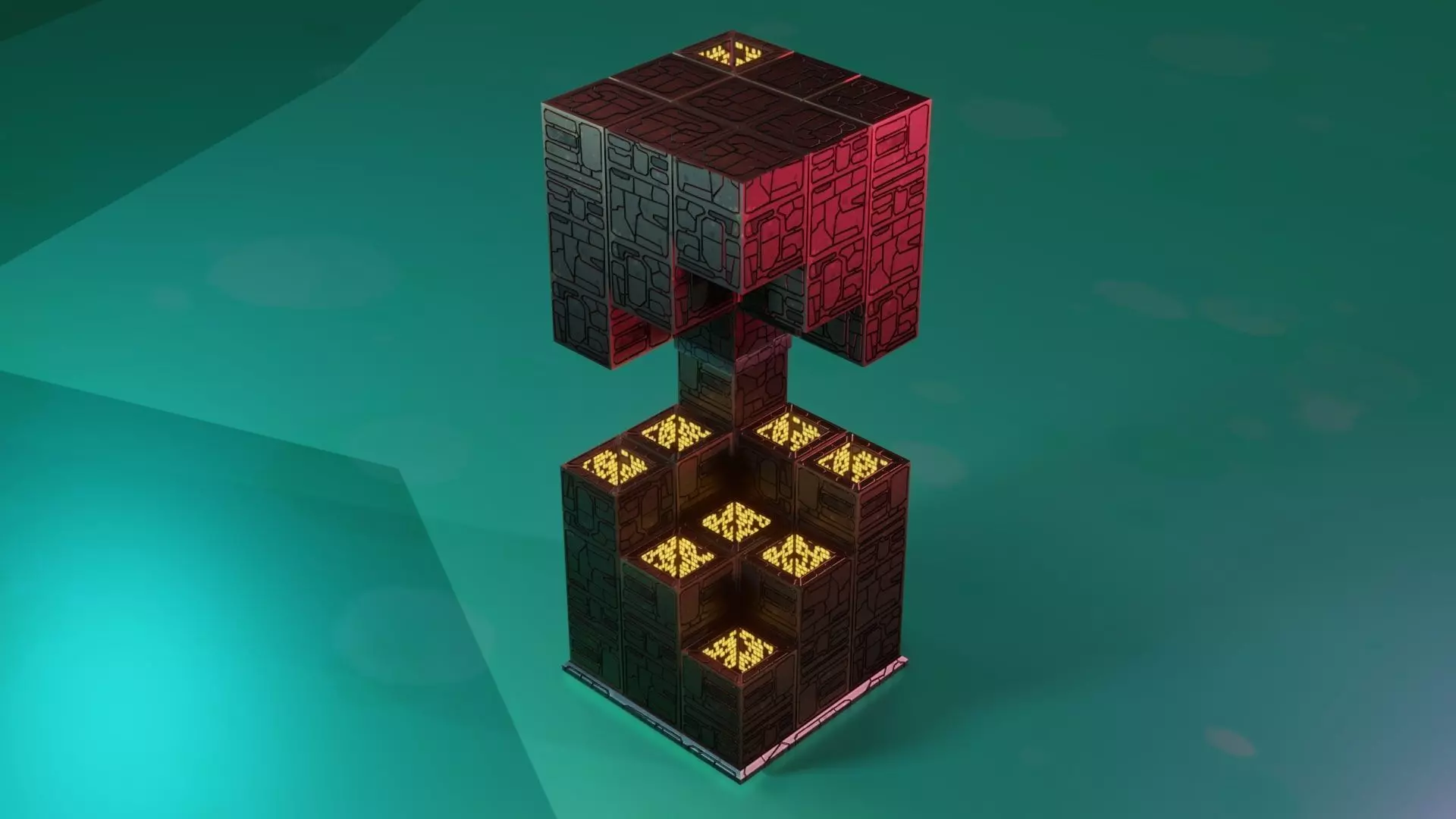 Modular Stylized Cyberpunk Building 2 Low-poly 3D model_0