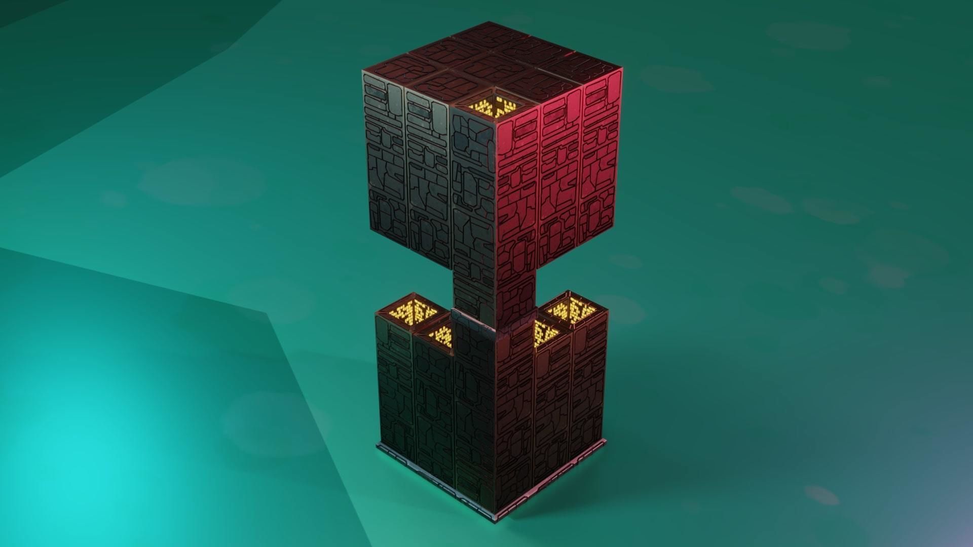 Modular Stylized Cyberpunk Building 2 Low-poly 3D model_2