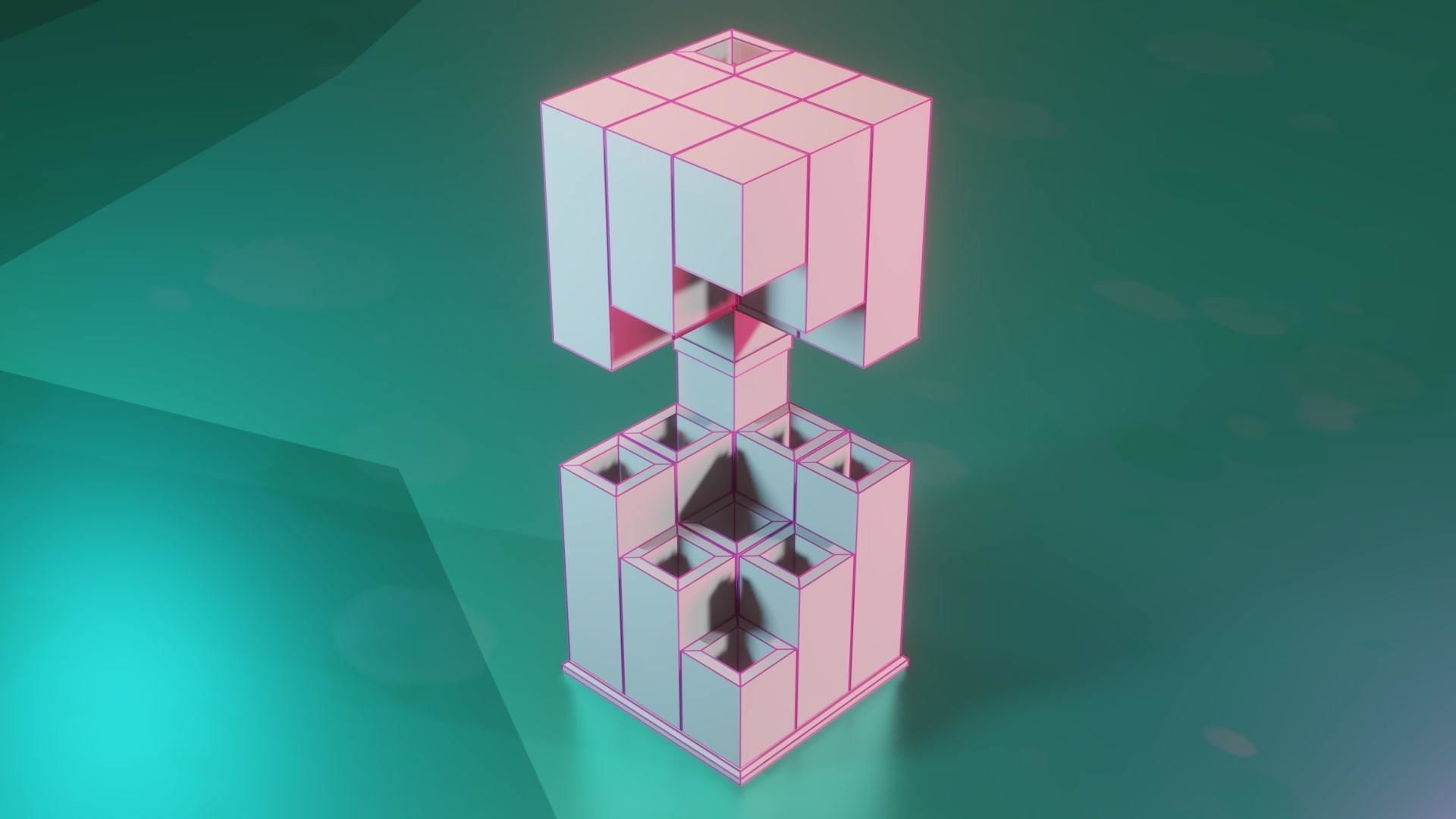 Modular Stylized Cyberpunk Building 2 Low-poly 3D model_3