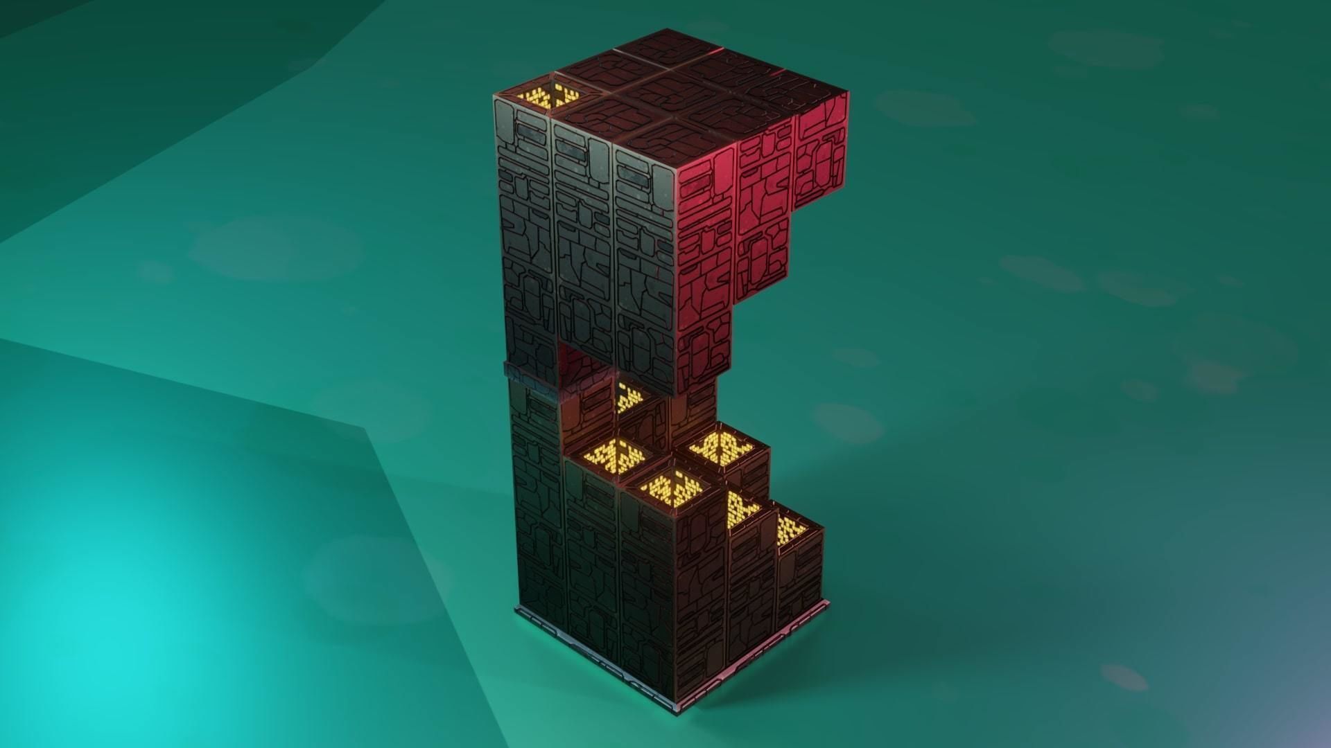 Modular Stylized Cyberpunk Building 2 Low-poly 3D model_1