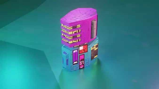 Modular Stylized Cyberpunk Building 4