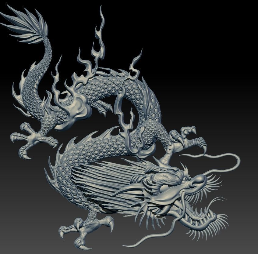 Chinese dragon relief model for CNC and 3D Print 3D print model_2