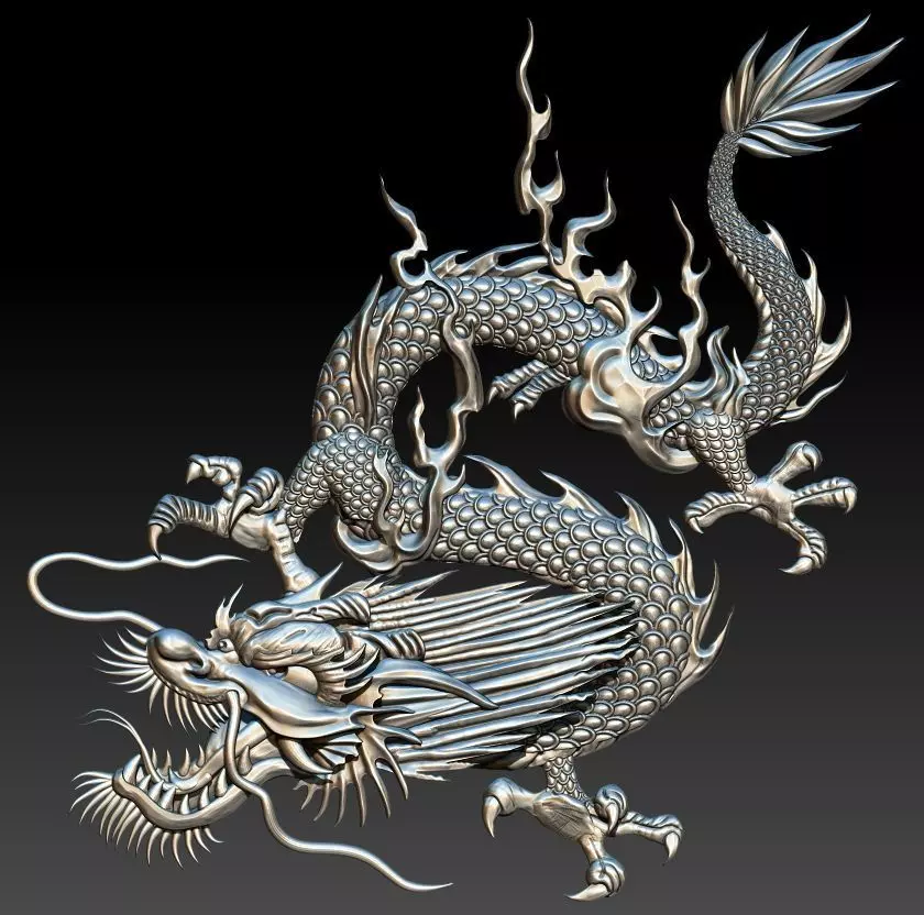 Chinese dragon relief model for CNC and 3D Print 3D print model_0