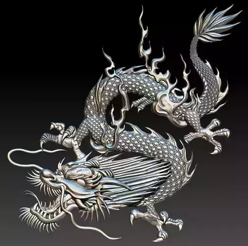 Chinese dragon relief model for CNC and 3D Print