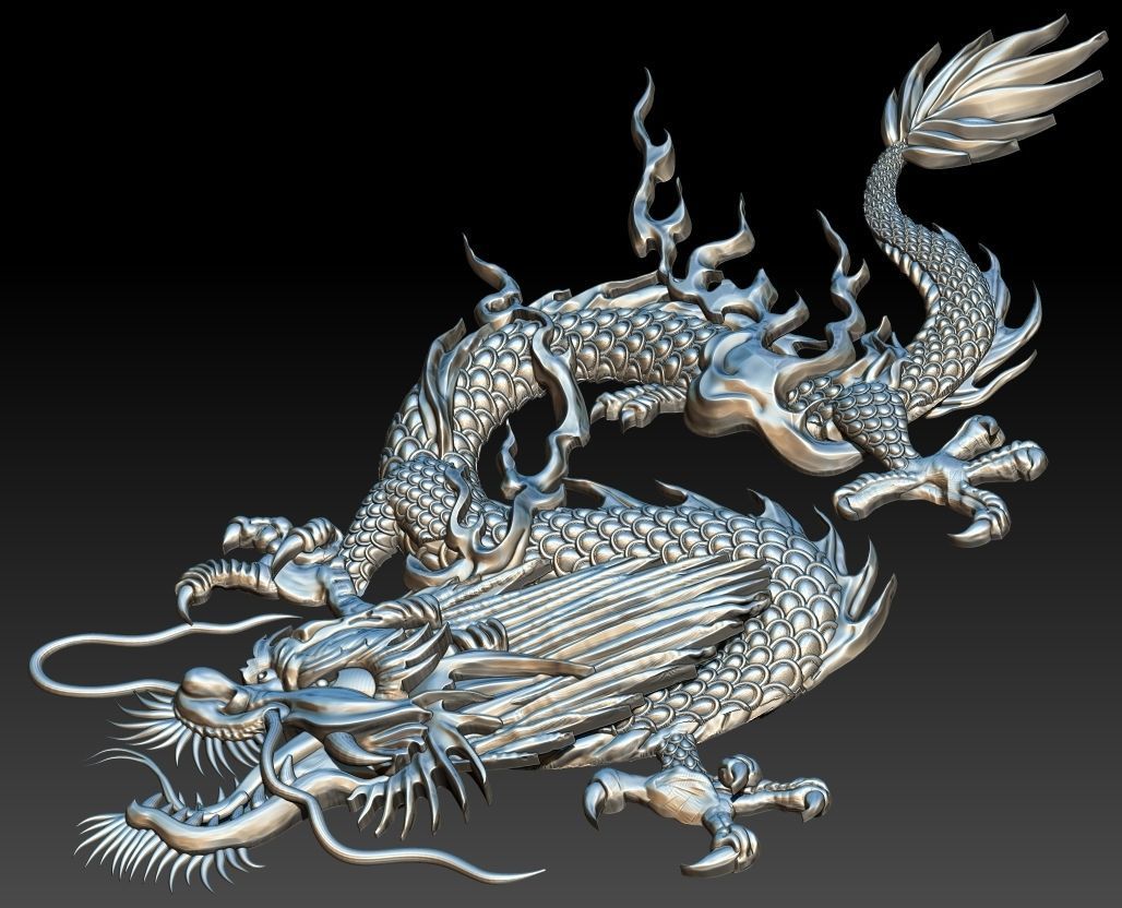 Chinese dragon relief model for CNC and 3D Print 3D print model_3