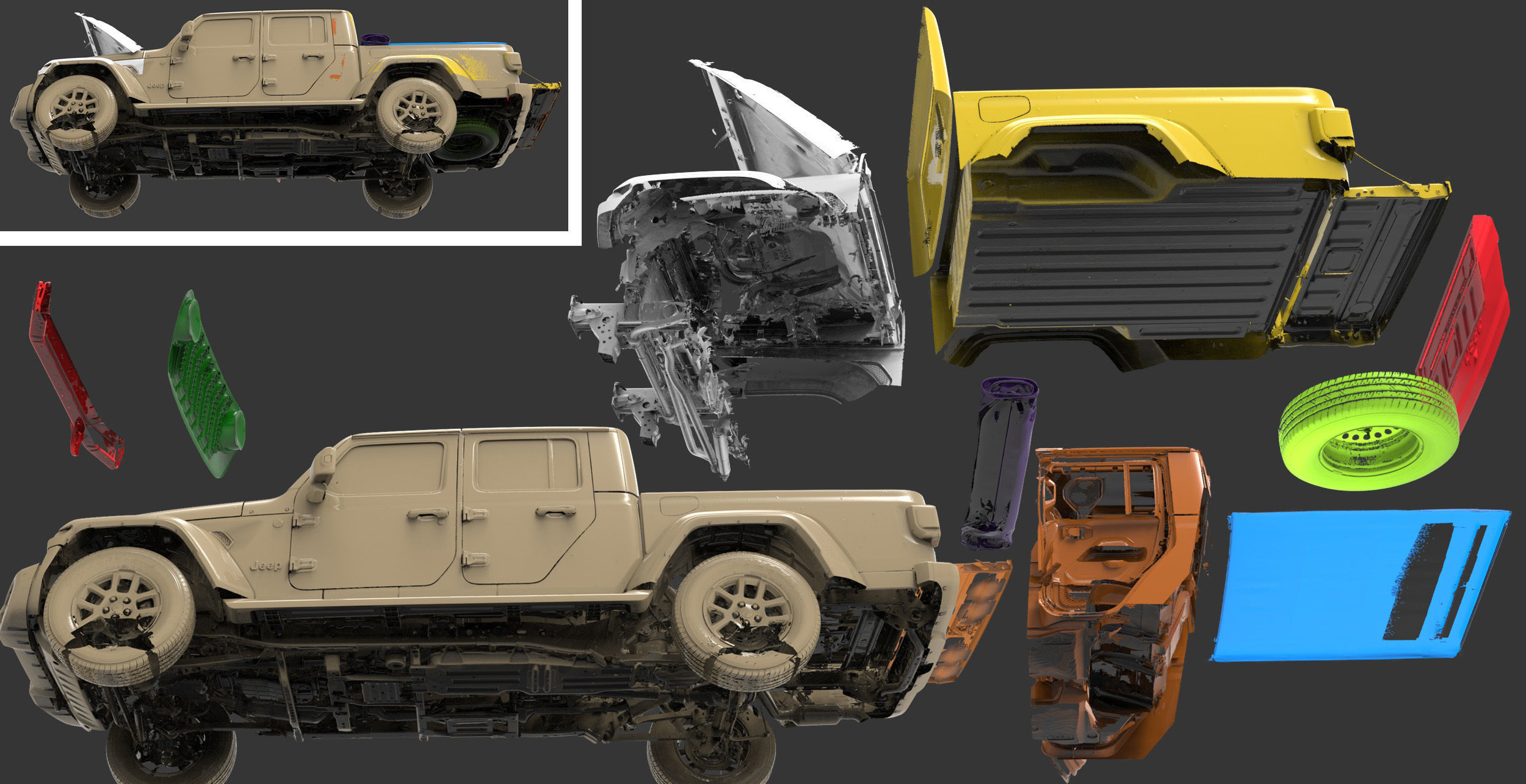 Jeep Wrangler Gladiator 2019 Exterior MULTIPLE Native 3D Scan 3D model_13