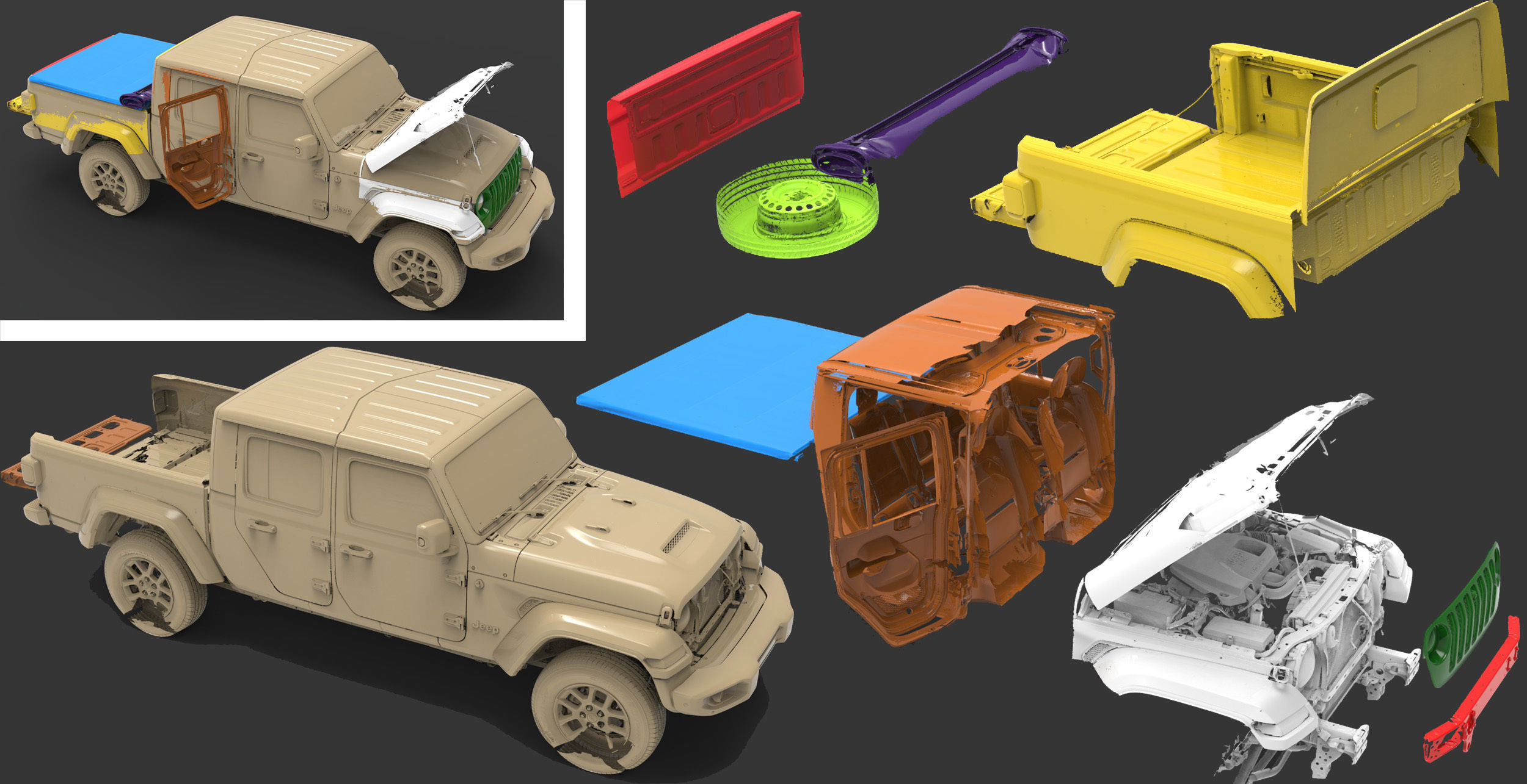 Jeep Wrangler Gladiator 2019 Exterior MULTIPLE Native 3D Scan 3D model_2