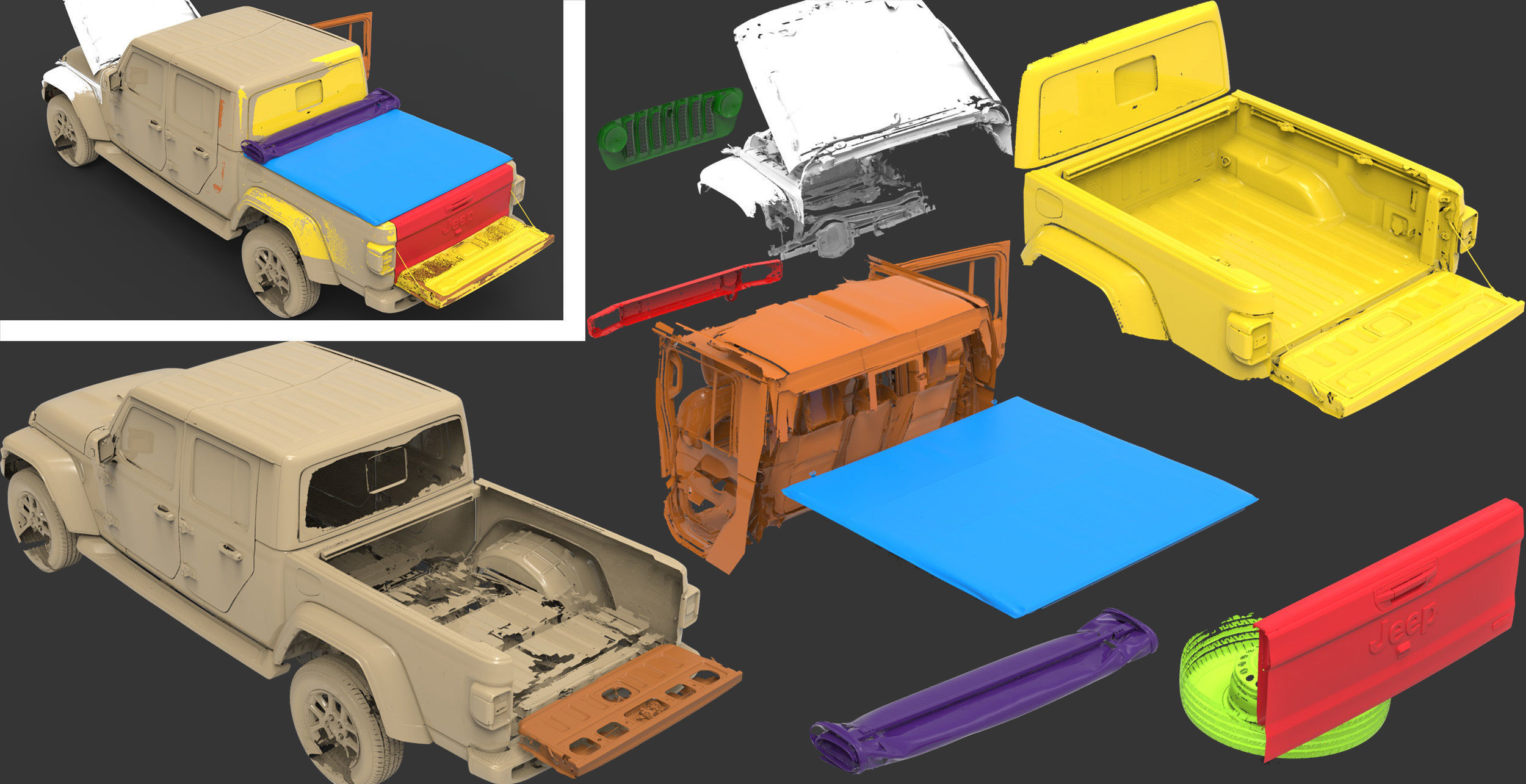 Jeep Wrangler Gladiator 2019 Exterior MULTIPLE Native 3D Scan 3D model_4