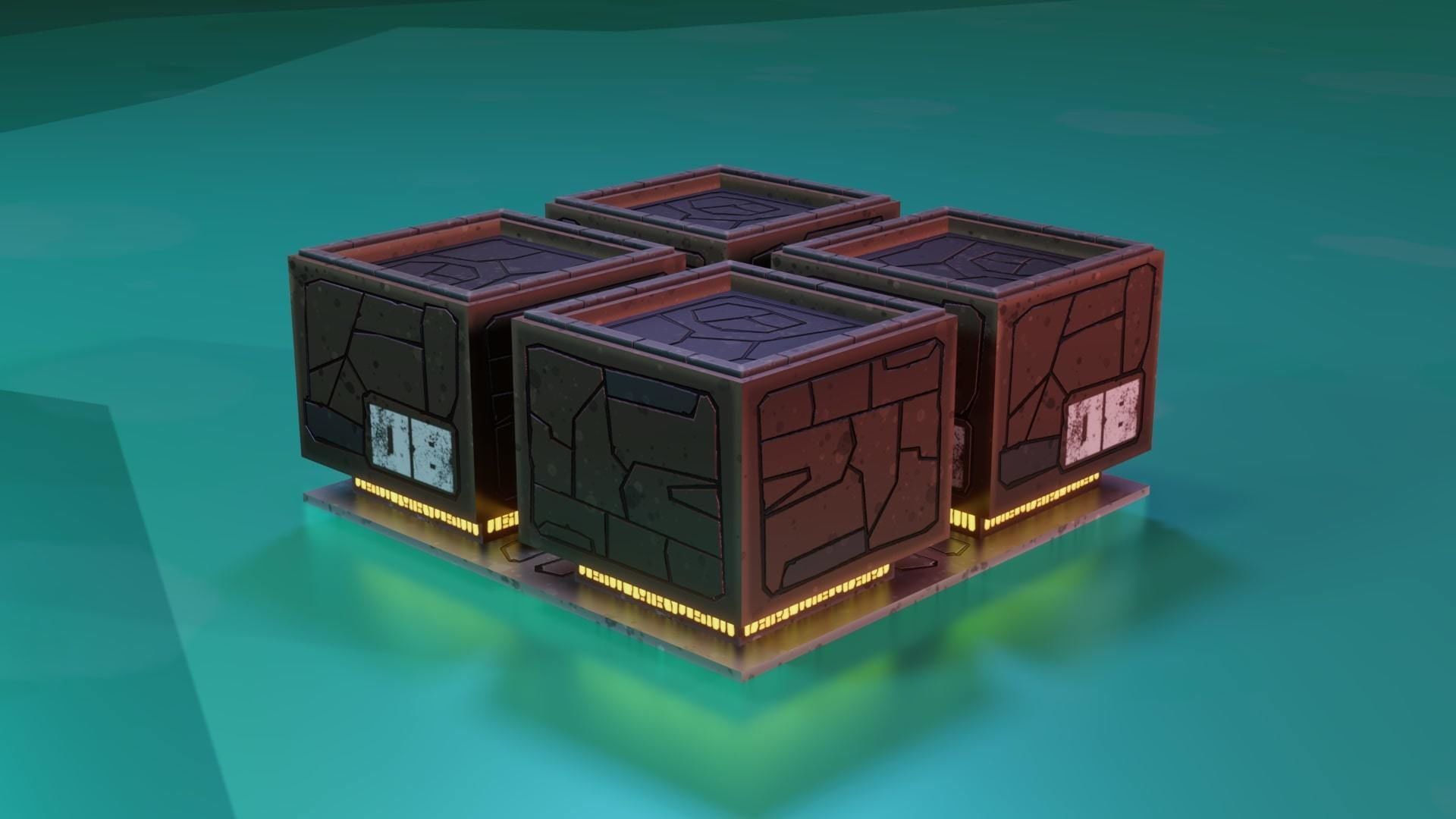 Modular Stylized Cyberpunk Building 6 Free low-poly 3D model_1