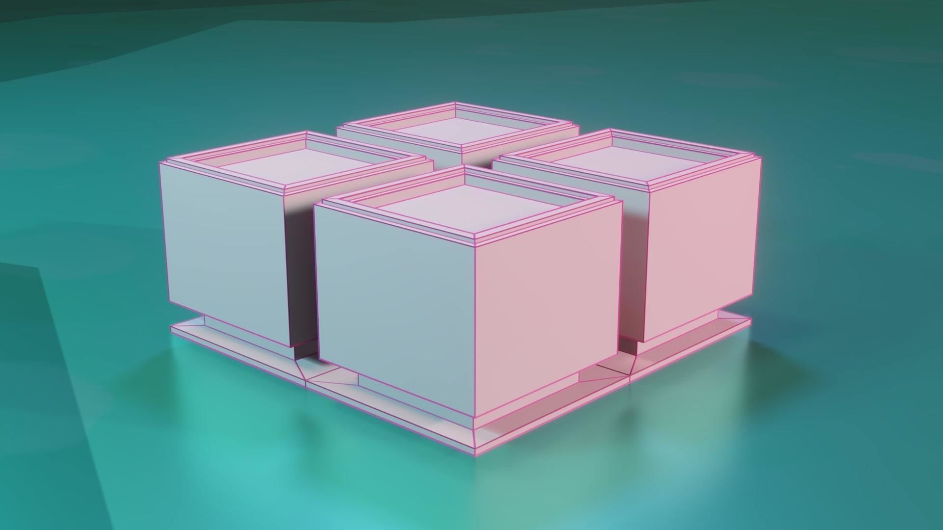 Modular Stylized Cyberpunk Building 6 Free low-poly 3D model_4