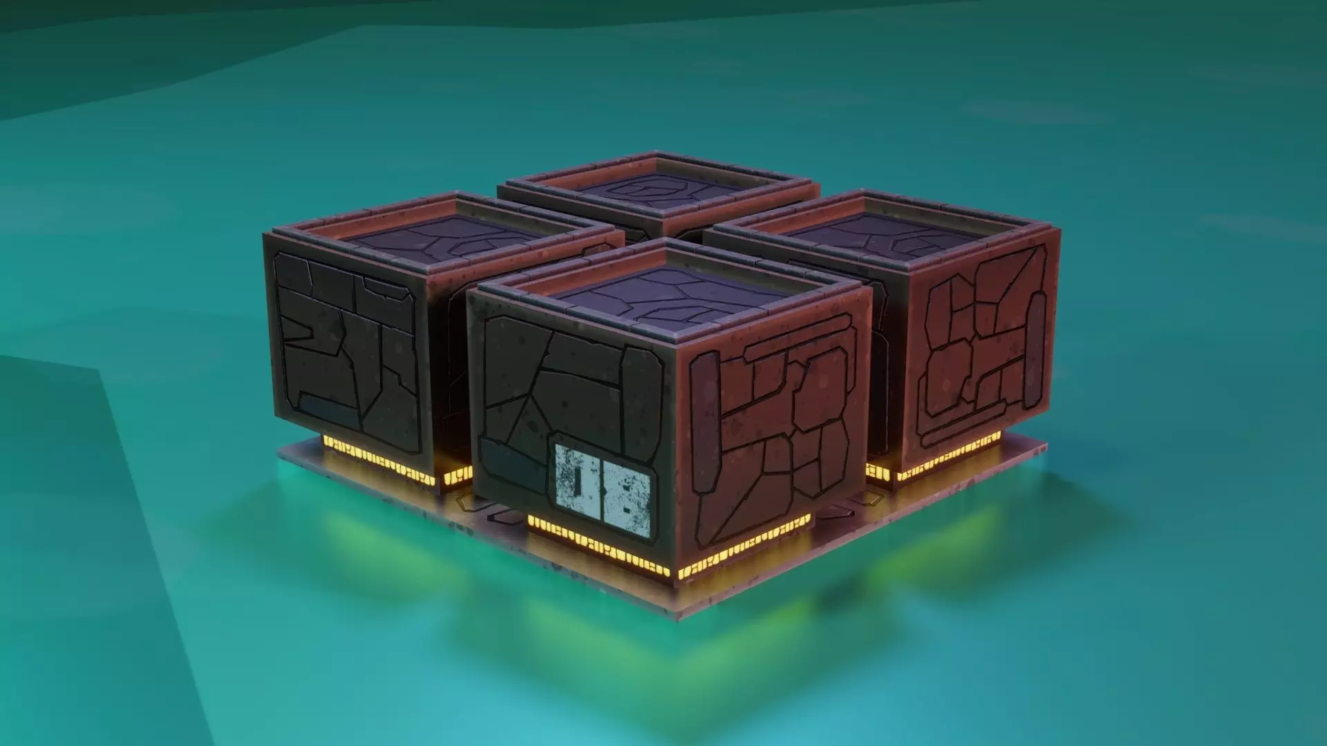 Modular Stylized Cyberpunk Building 6 Free low-poly 3D model_0