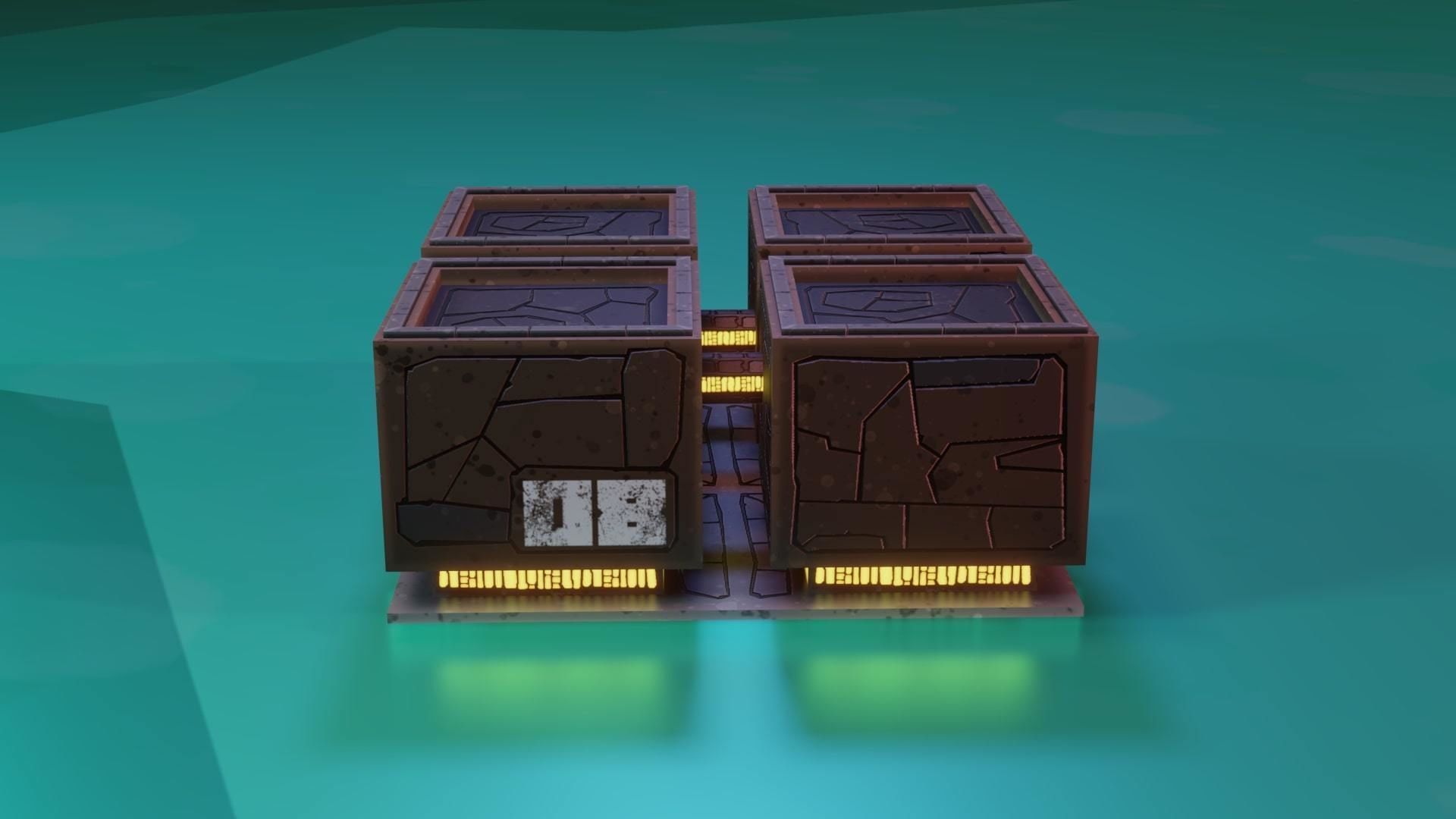 Modular Stylized Cyberpunk Building 6 Free low-poly 3D model_2