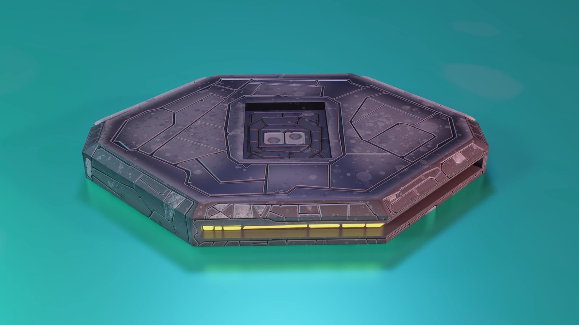 Modular Stylized Cyberpunk Building 7 Low-poly 3D model_2