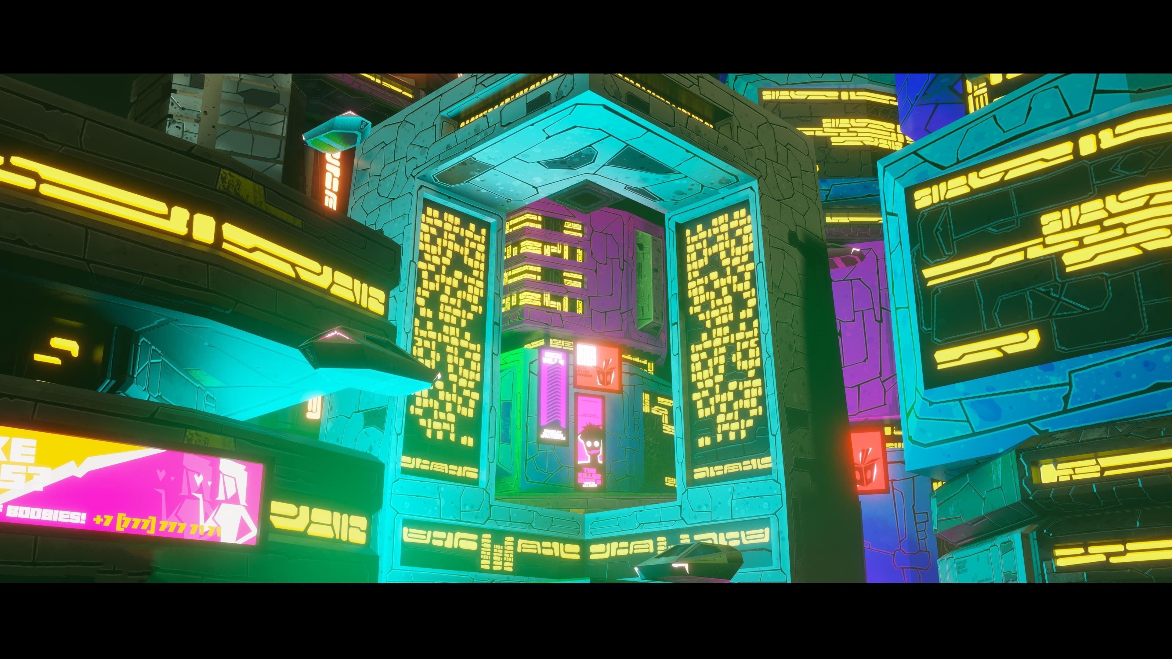 Modular Stylized Cyberpunk Building 7 Low-poly 3D model_6