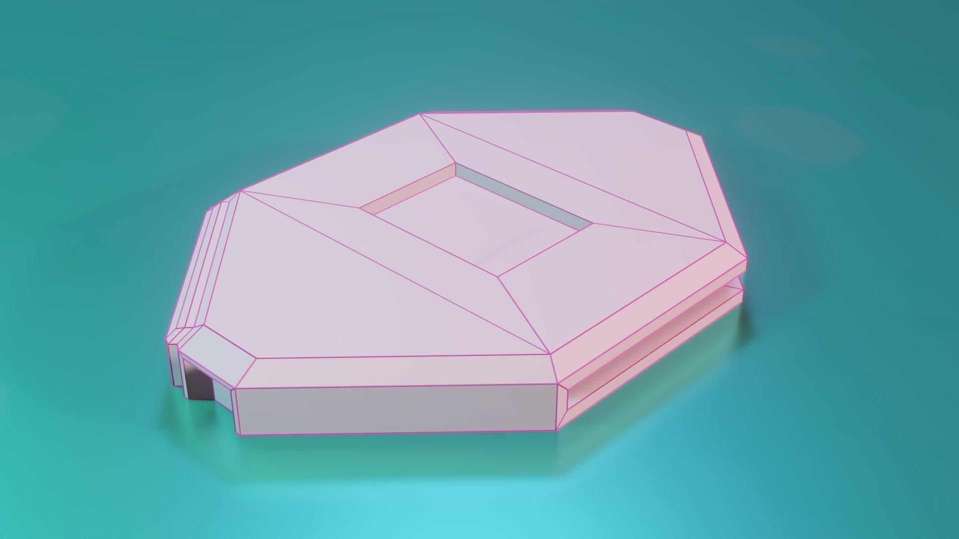 Modular Stylized Cyberpunk Building 7 Low-poly 3D model_5