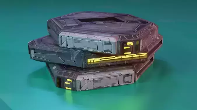 Modular Stylized Cyberpunk Building 7 Low-poly 3D model