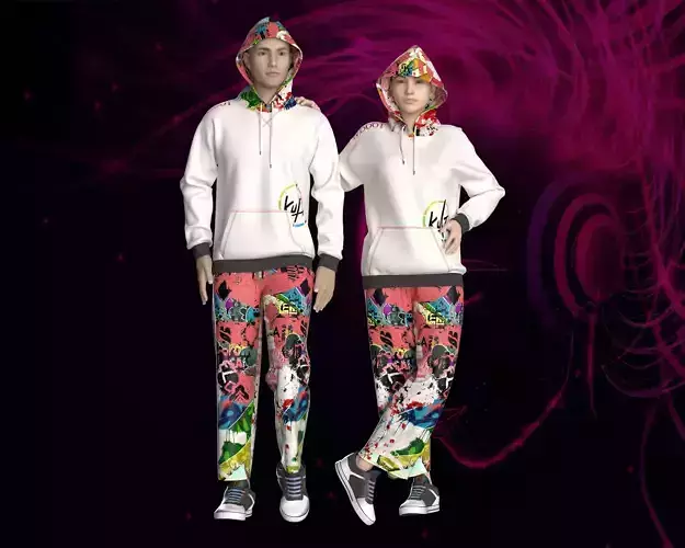 Unisex hoodie in graffiti Print 3D model