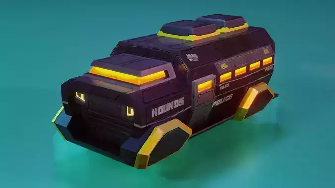 Low Poly Stylized Sci-Fi Police SWAT Hover Car