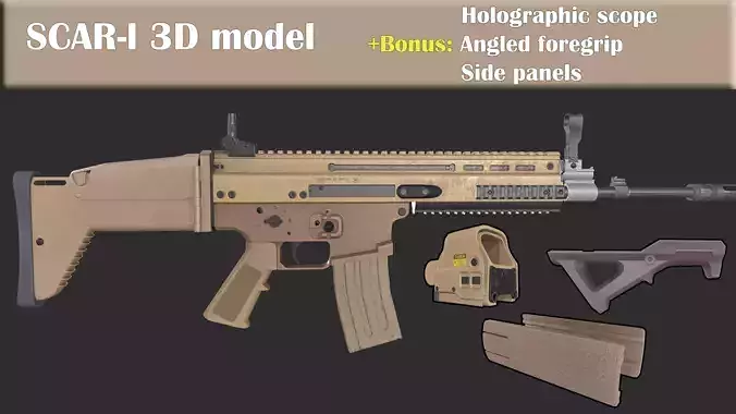 FN scar-l 3D model  game ready