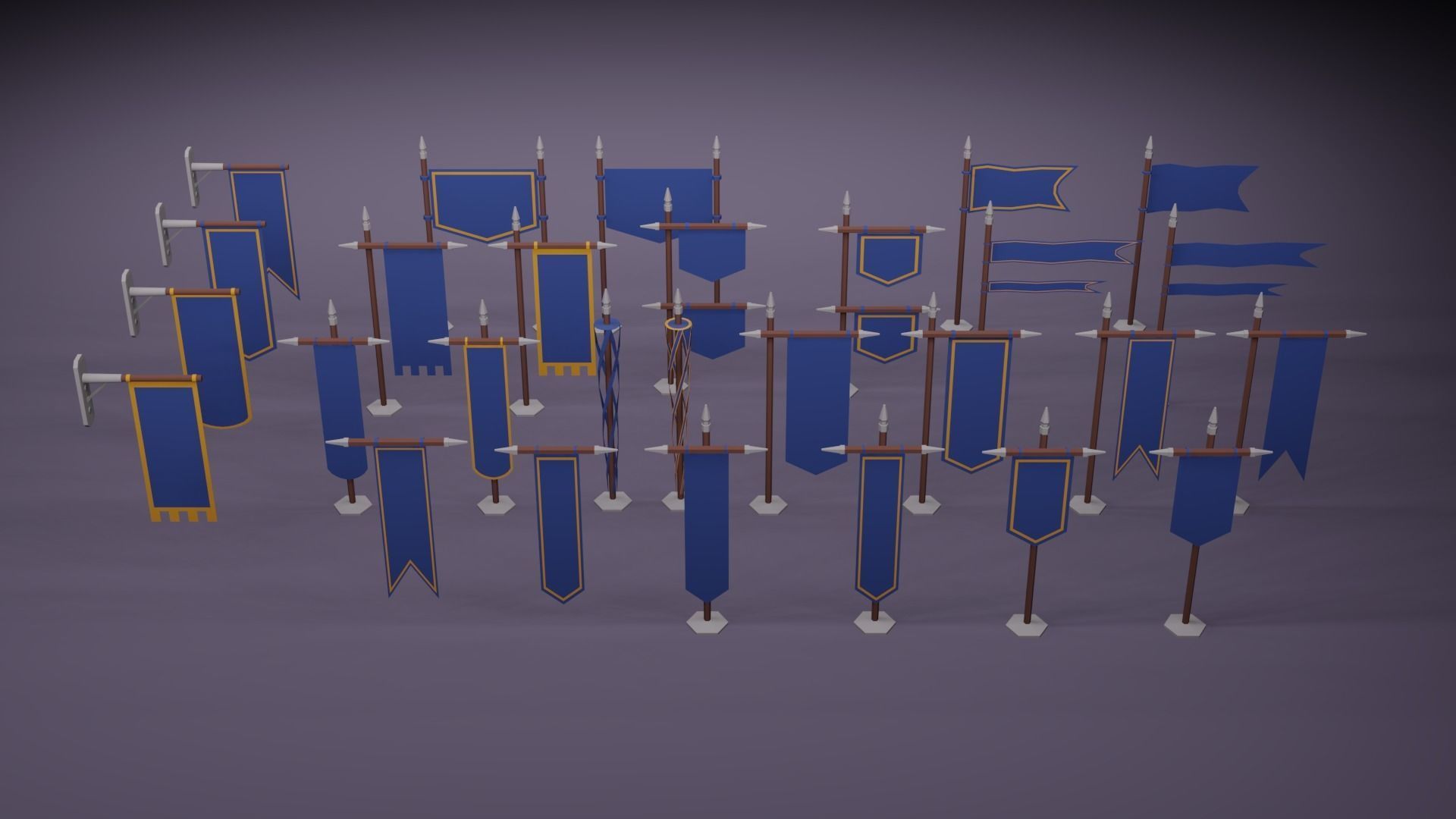 Low Poly Flags Low-poly 3D model_1