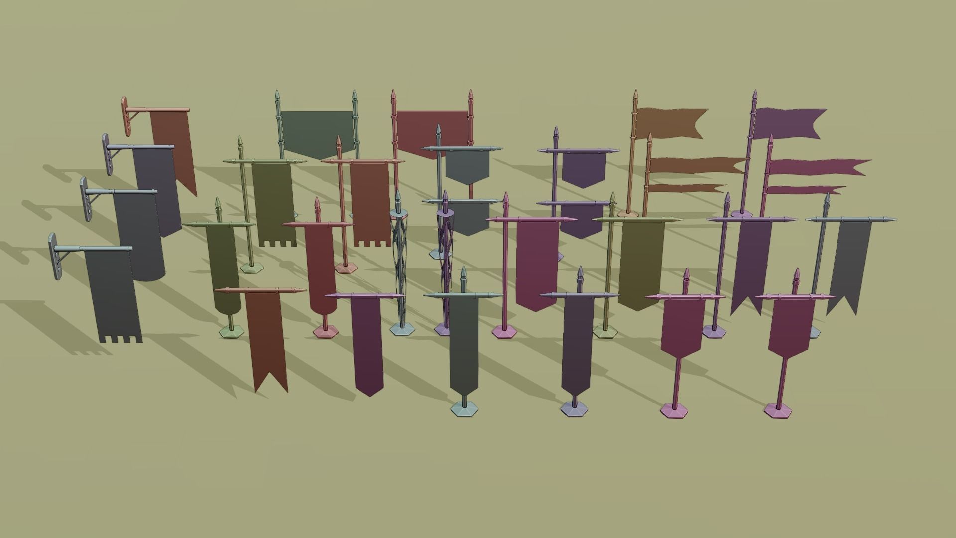 Low Poly Flags Low-poly 3D model_5