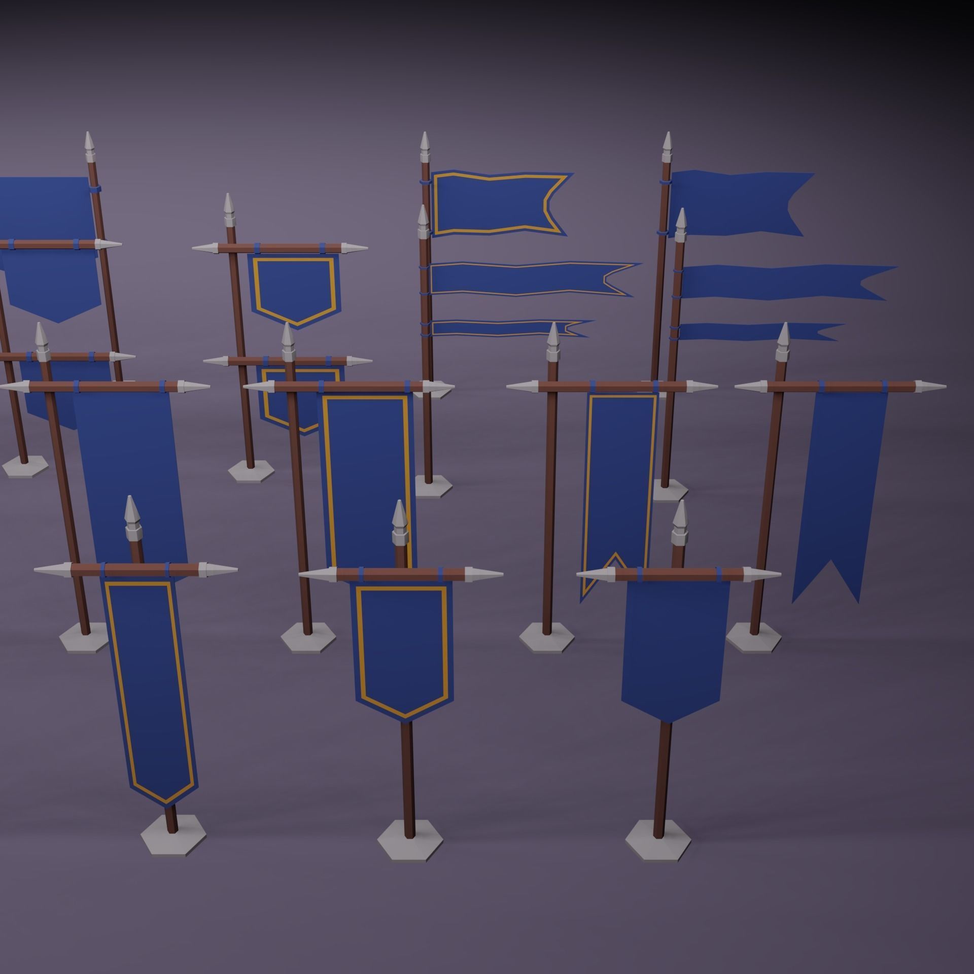 Low Poly Flags Low-poly 3D model_4