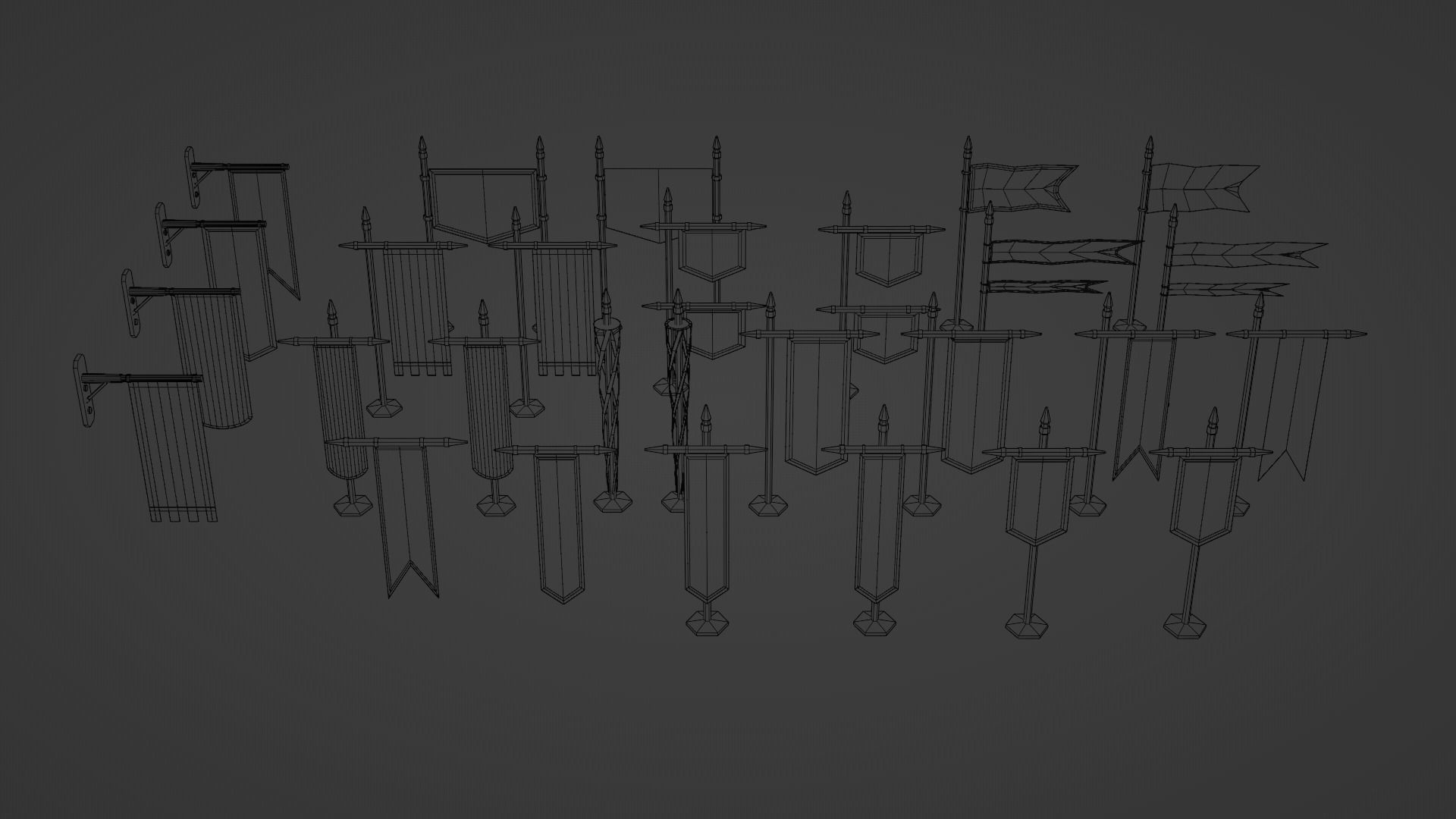 Low Poly Flags Low-poly 3D model_6