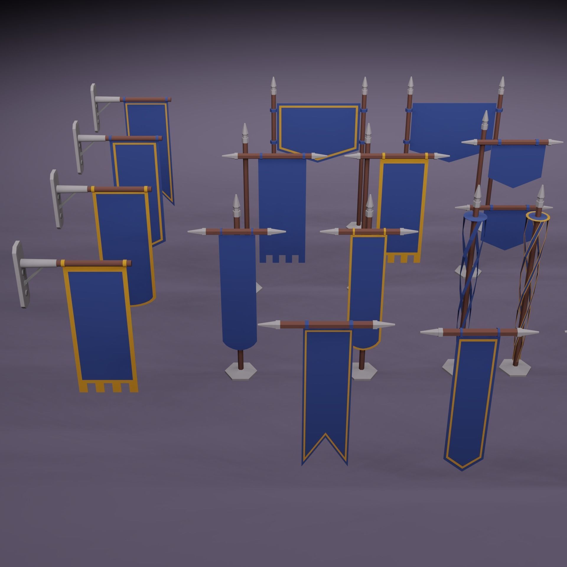 Low Poly Flags Low-poly 3D model_2