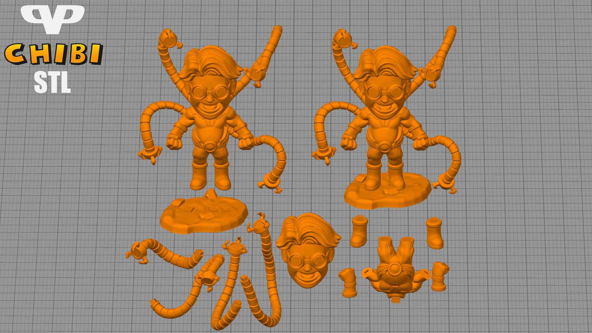 Doctor Octopus Chibi STL for 3D Printing ChibiSTL 3DXM 3D print model_1