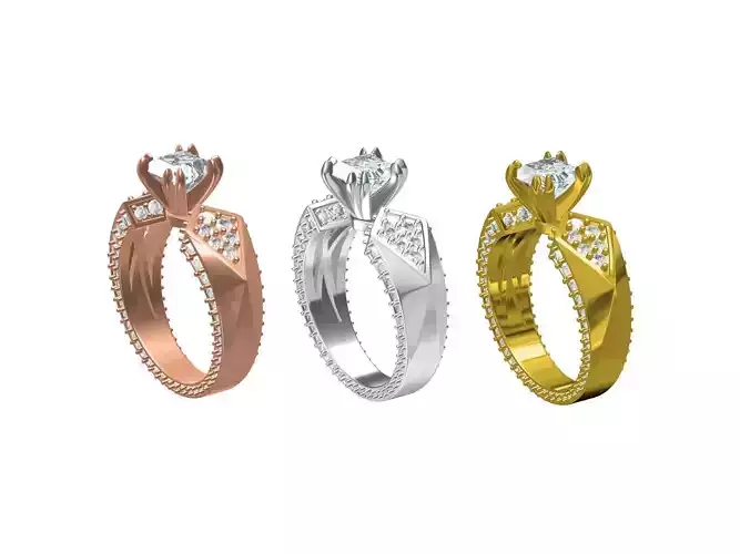 pyramid Cut wedding Ring -02