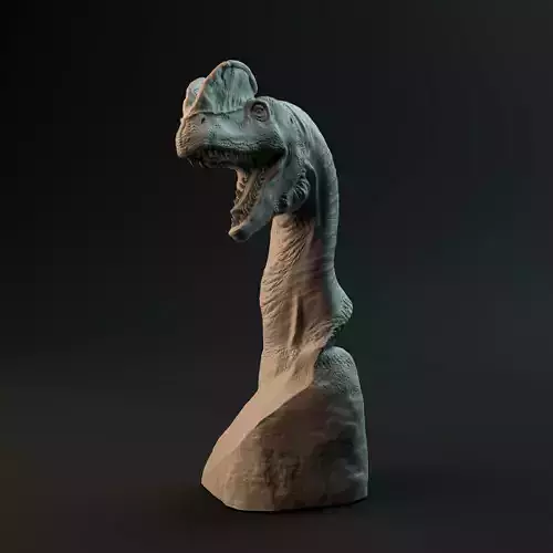 Dilophosaurus bust - pre-supported dinosaur head