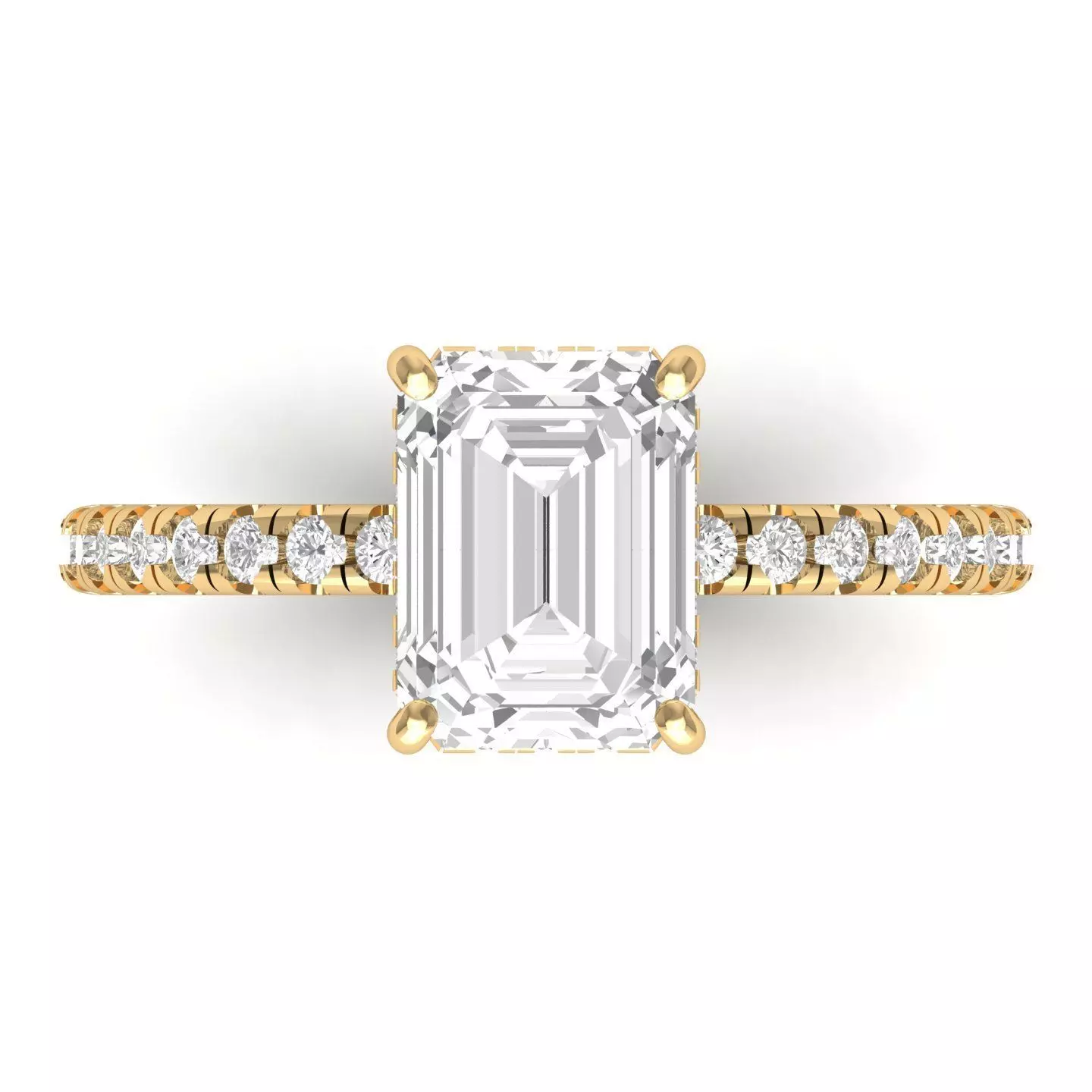 Wedding-Ring emerald cut diamond engagement ring  3D print model_0