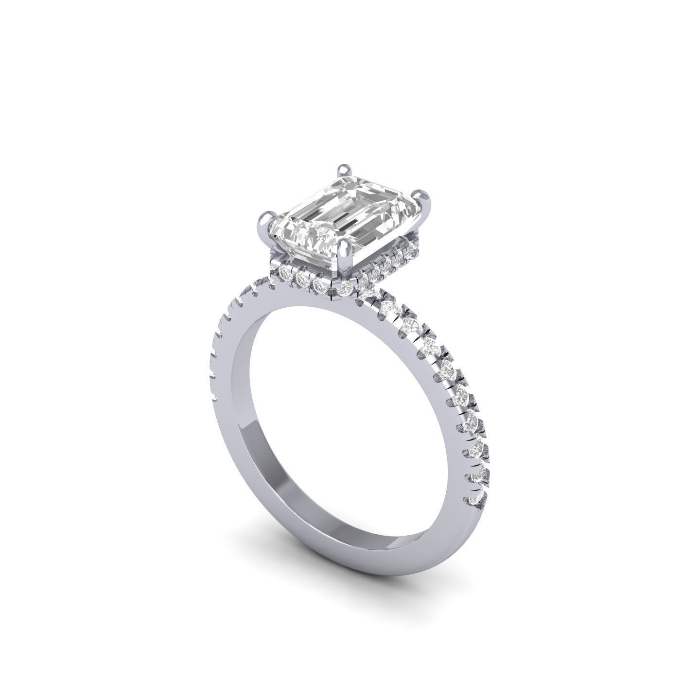 Wedding-Ring emerald cut diamond engagement ring  3D print model_2