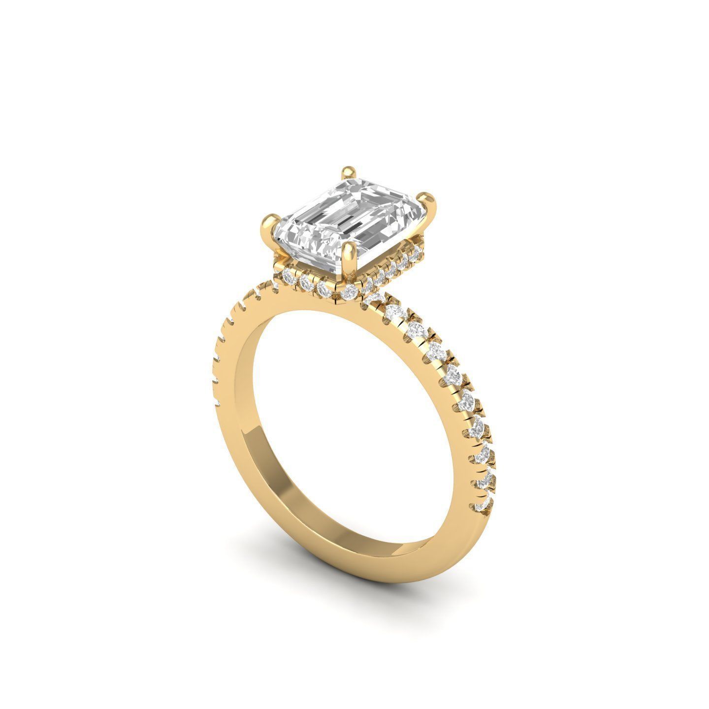 Wedding-Ring emerald cut diamond engagement ring  3D print model_3