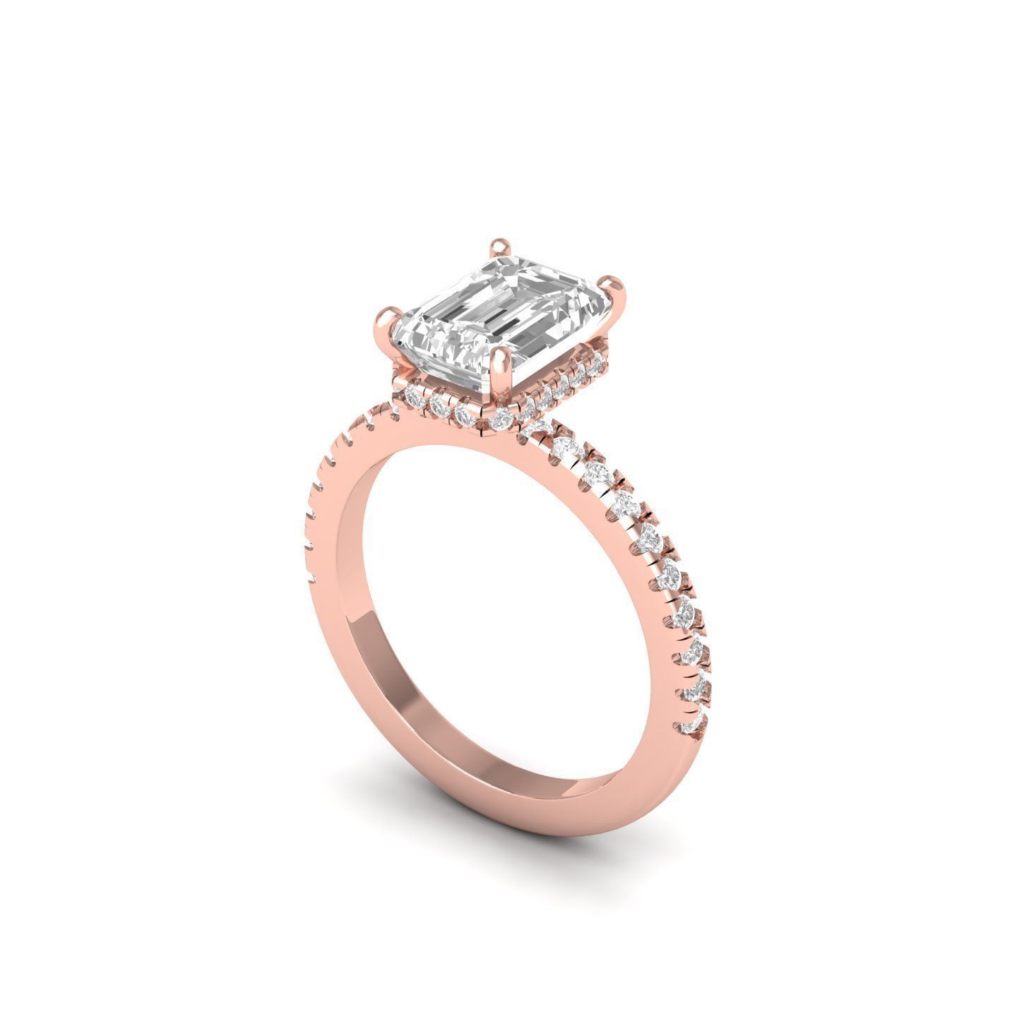 Wedding-Ring emerald cut diamond engagement ring  3D print model_1