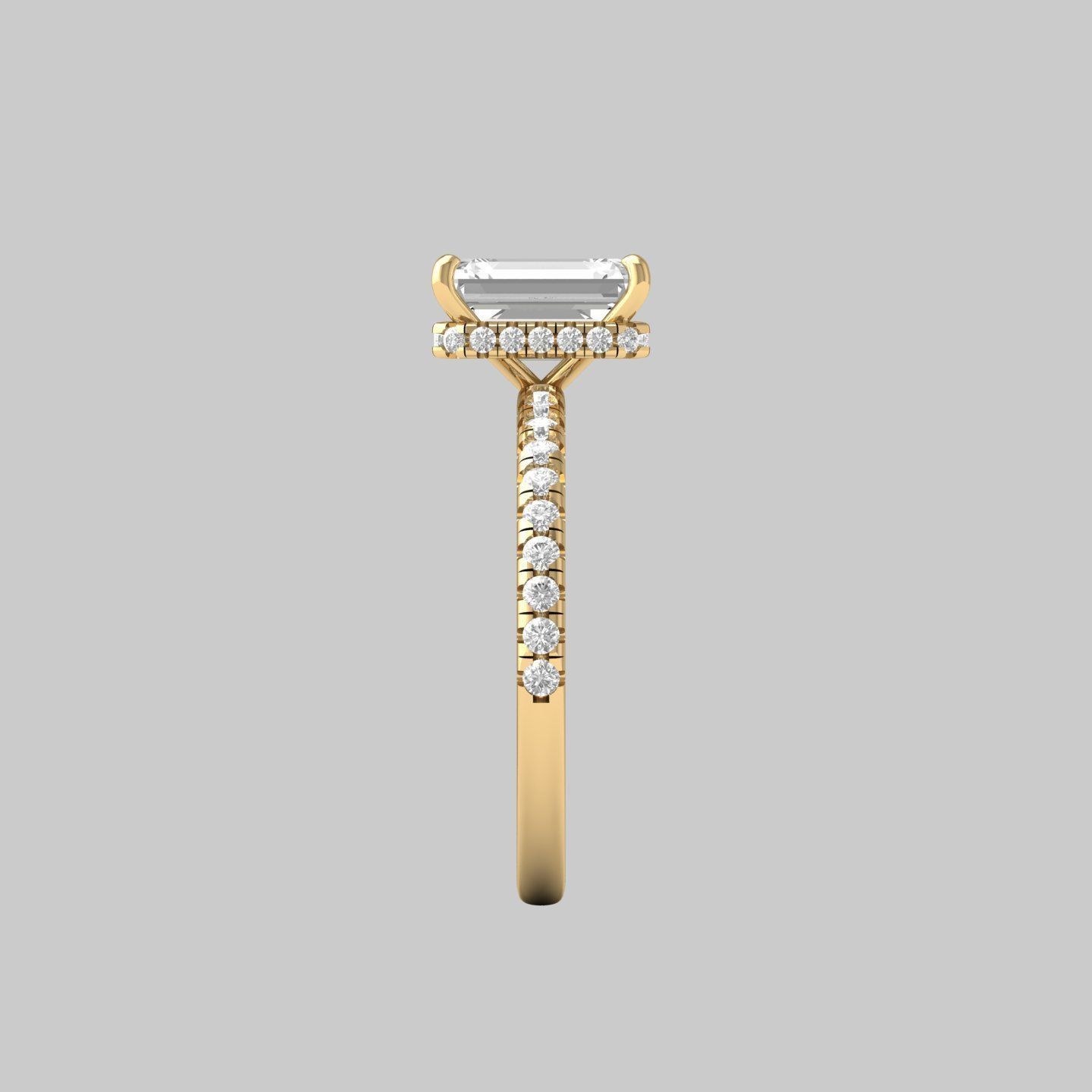 Wedding-Ring emerald cut diamond engagement ring  3D print model_4