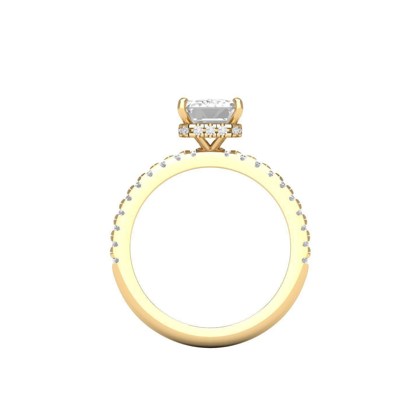 Wedding-Ring emerald cut diamond engagement ring  3D print model_5