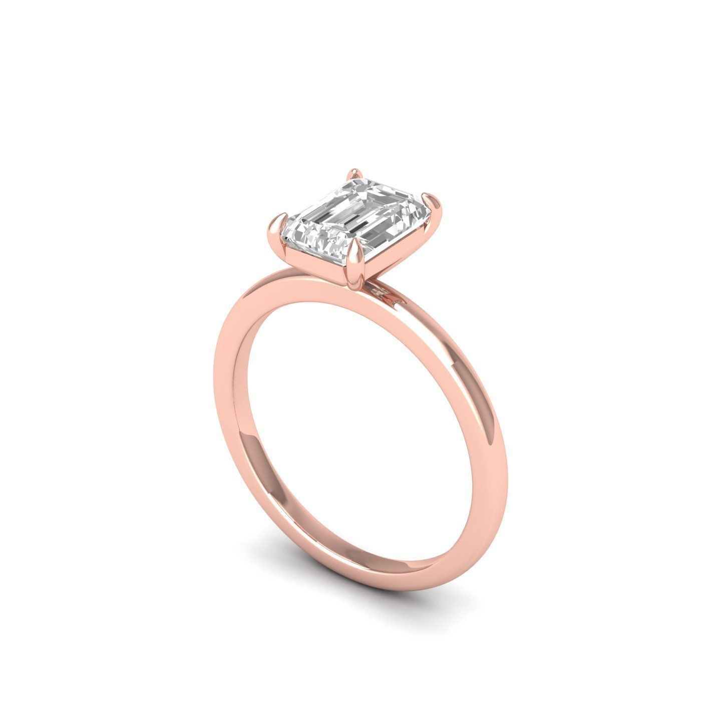 Emerald Solitaire Ring 3D print model_1