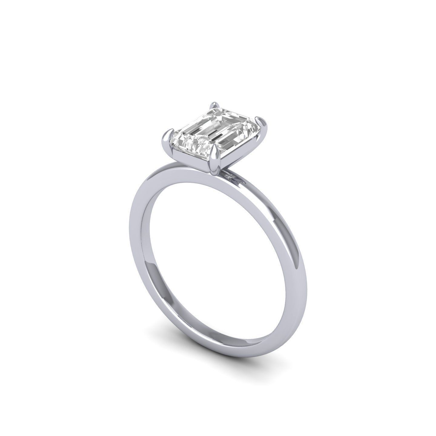Emerald Solitaire Ring 3D print model_3